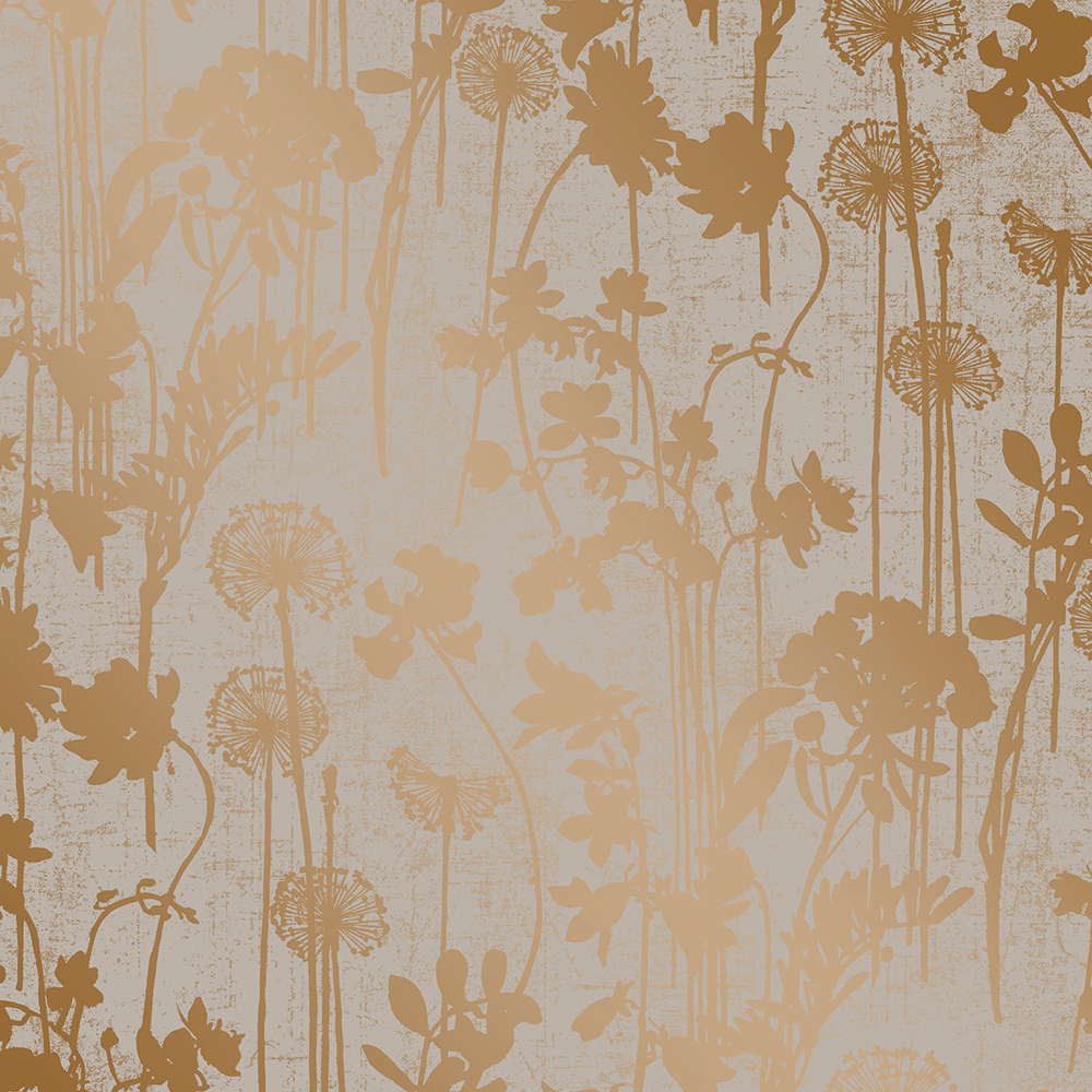 Tempaper DI532 Distressed Floral Self-adhesive, Removable Wallpaper in Grey & Metallic Copper